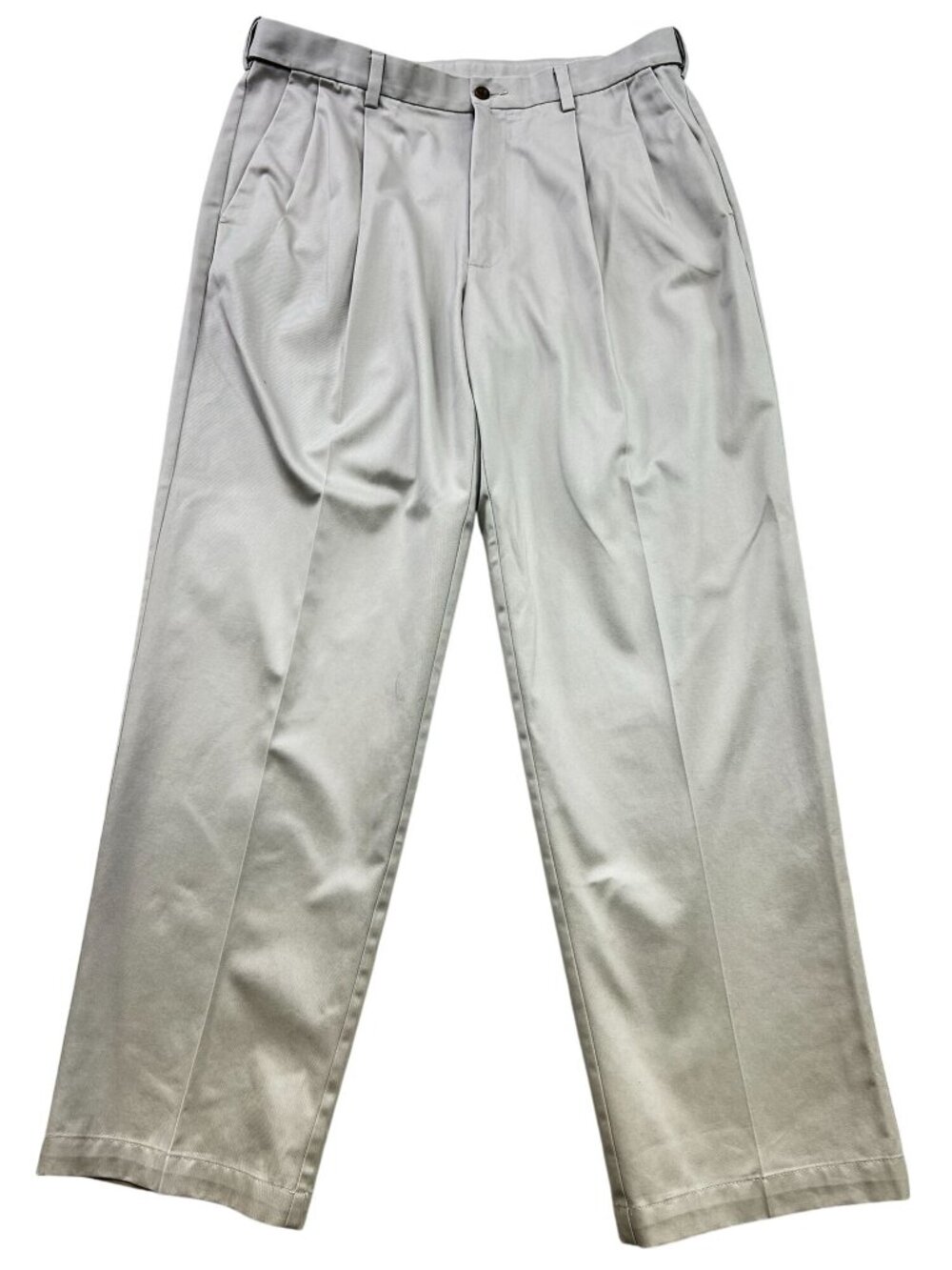 David Taylor Mens Classic Straight Leg Pleated Cotton Chino Pants 36x32 Gray